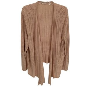 Soft Surroundings Cardigan Sweater Womens Size 3X tan Long Sleeve cutouts